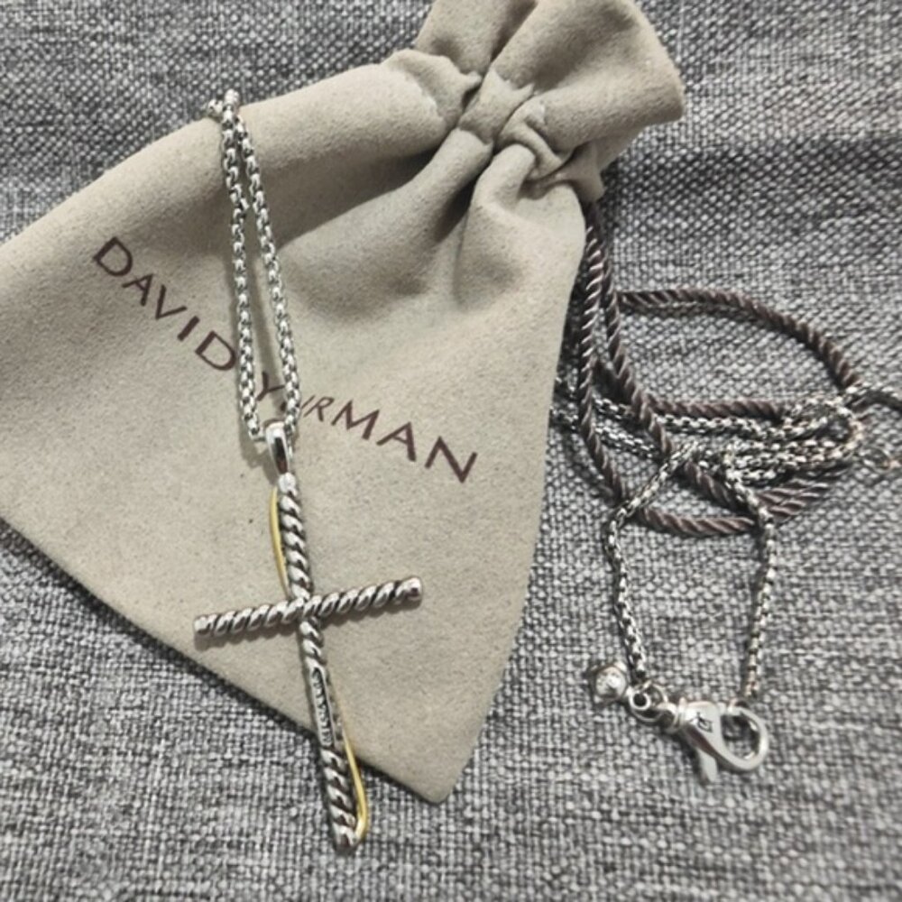 David Yurman Two-Tone Cross Necklace